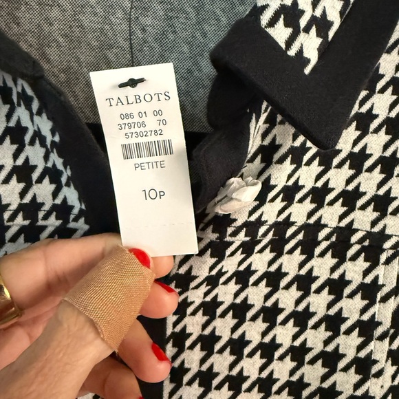 Talbots Black and White Houndstooth Dress 10P - Picture 2 of 2